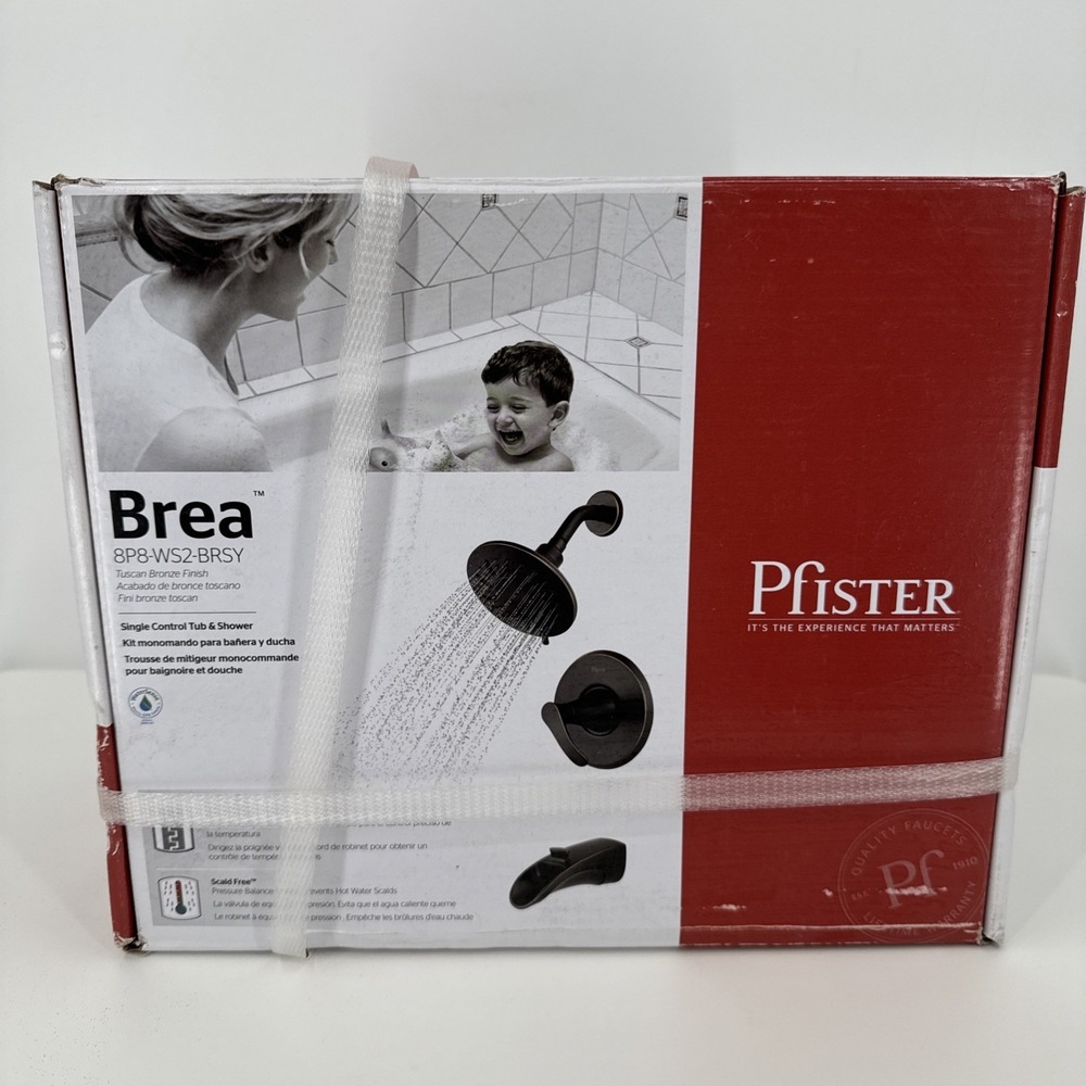 Pfister 8P8-WS2-BRSY Brea Single Handle Waterfall Tub & Shower Faucet
